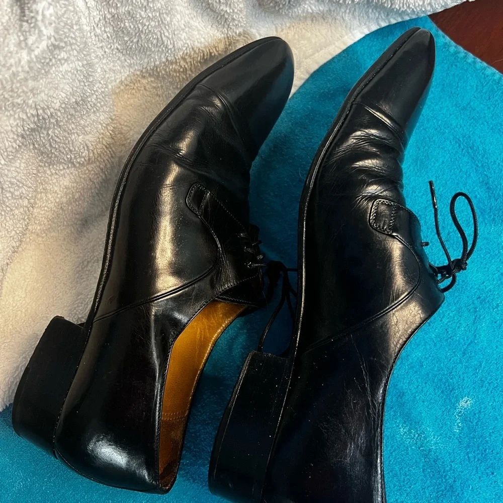 BALLY ITALIAN BLACK LACE UP OXFORDS, SIZE 91/2 9.5 classic vintage